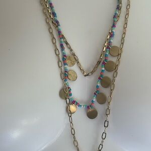Rebecca Minkoff Gold and Multicolor Beaded Necklace